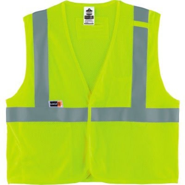 Ergodyne GloWear 8263FRHL Hi-Vis FR Safety Vest, Class 2, Mesh, Hook/Loop, Economy, 4XL/5XL, Lime 21869